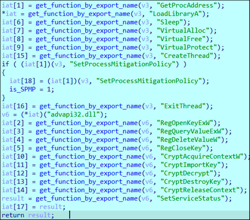 Part of service’s code to dynamically load necessary functions